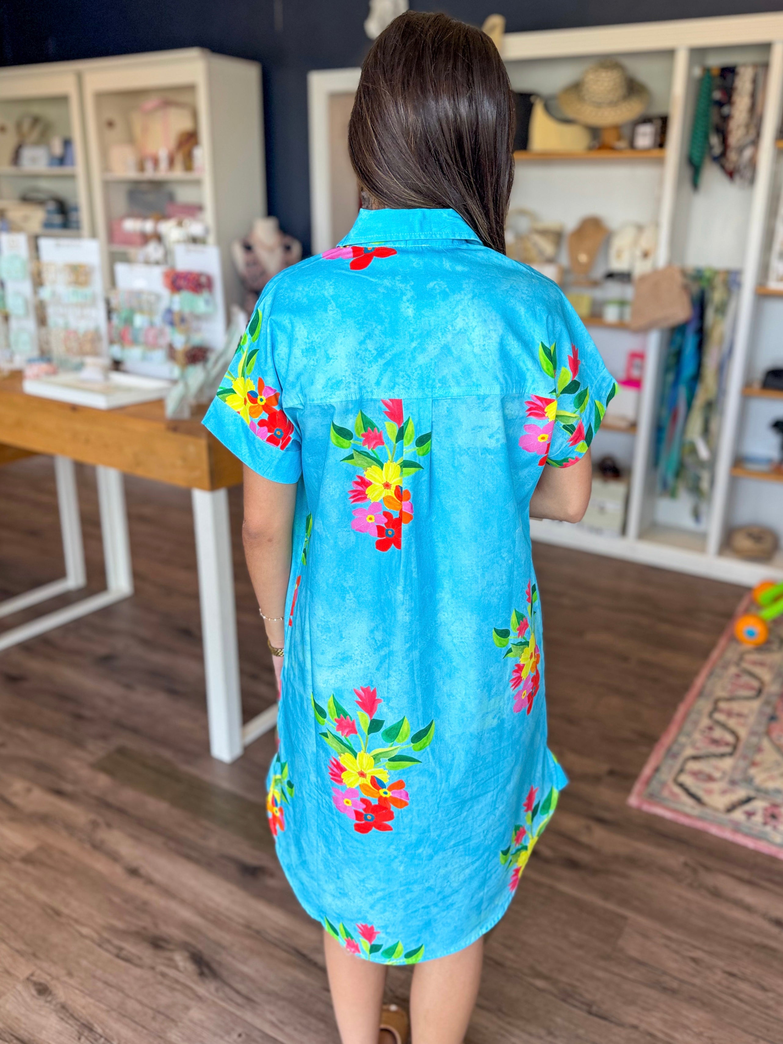 Anna Dress in Floral Sky