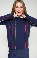 Navy Colorful Stripe Sweater