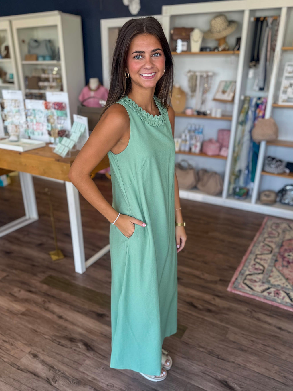Zig Zag Dress in Sage