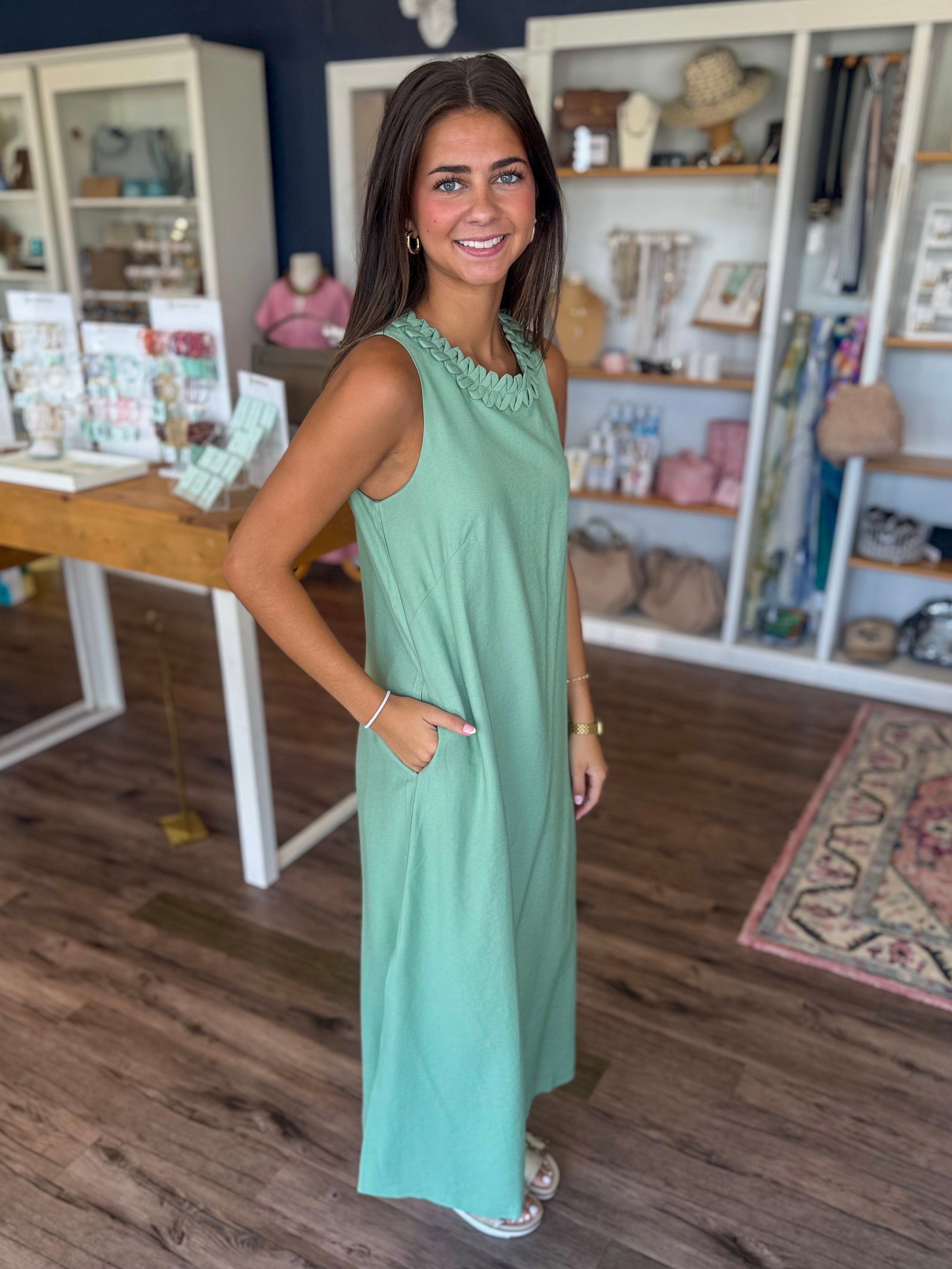 Zig Zag Dress in Sage