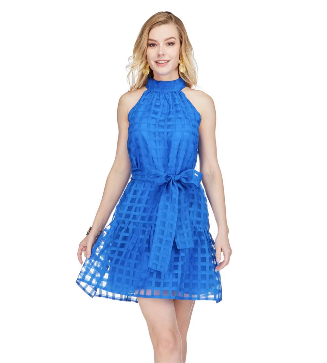 Royal Blue Halter Neck Dress