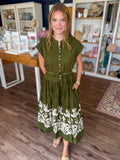 Olive Border Detail Dress