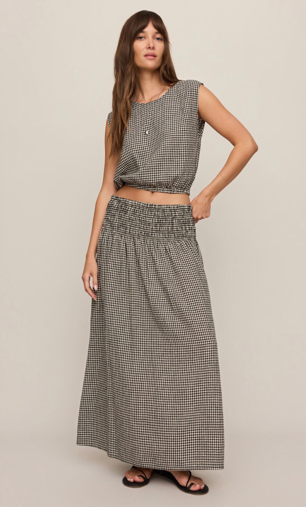 Brooke Gingham Smocked Waist Skirt