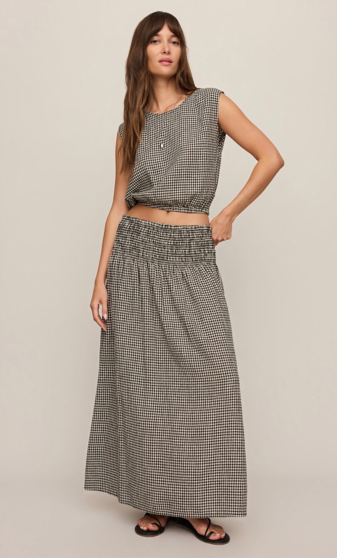 Brooke Gingham Smocked Waist Skirt