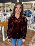 Velvet Button Up in Brown