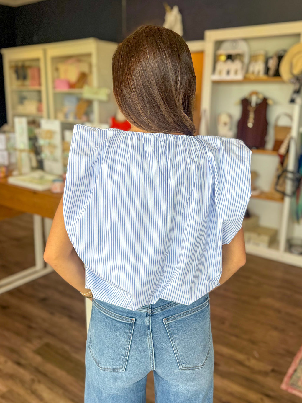 Blue Stripe Bubble Top