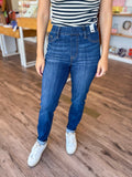 High Waisted Pull On Cuff Jeans