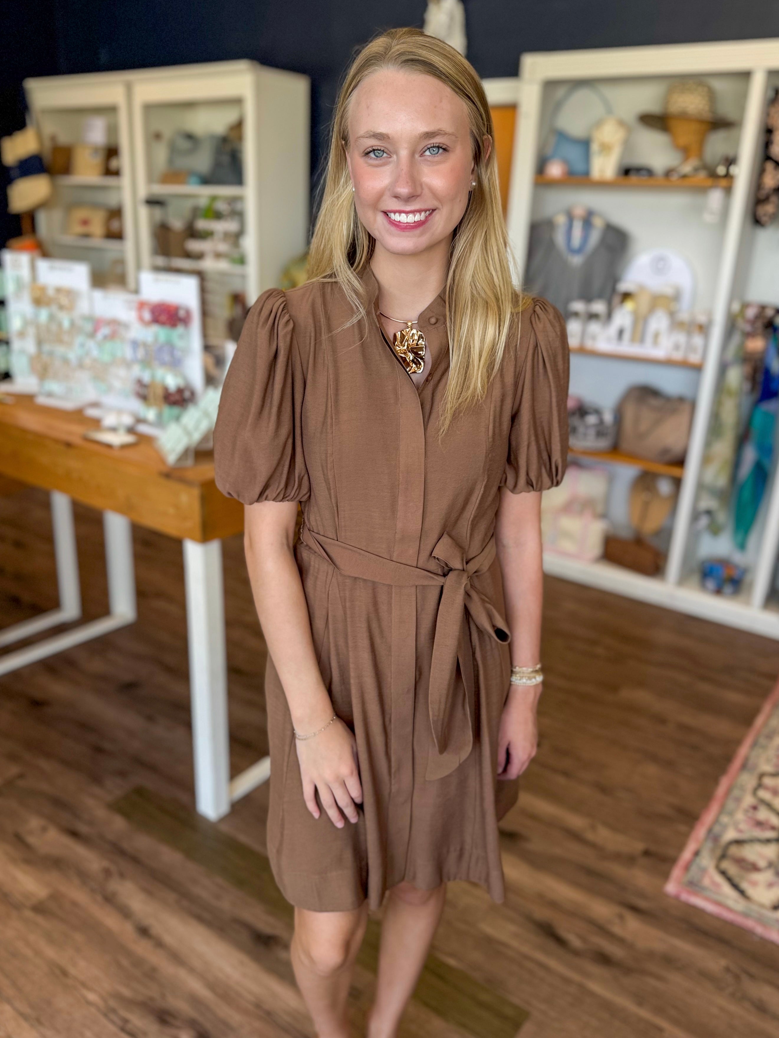 A-Line Tie Dress in Coco