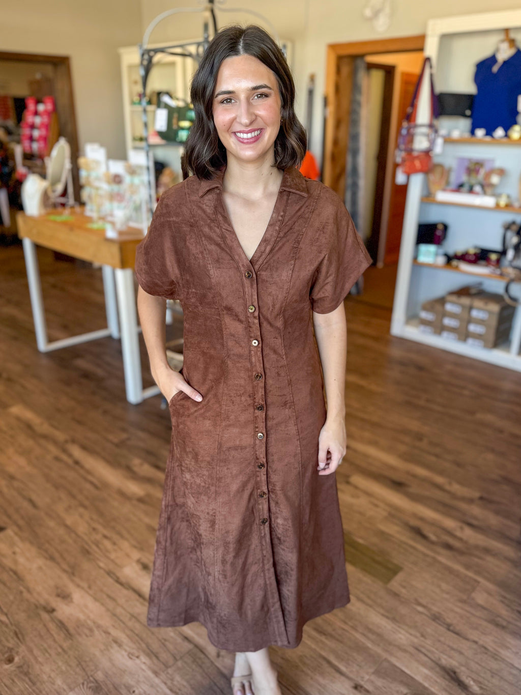 Brown Suede Maxi Dress