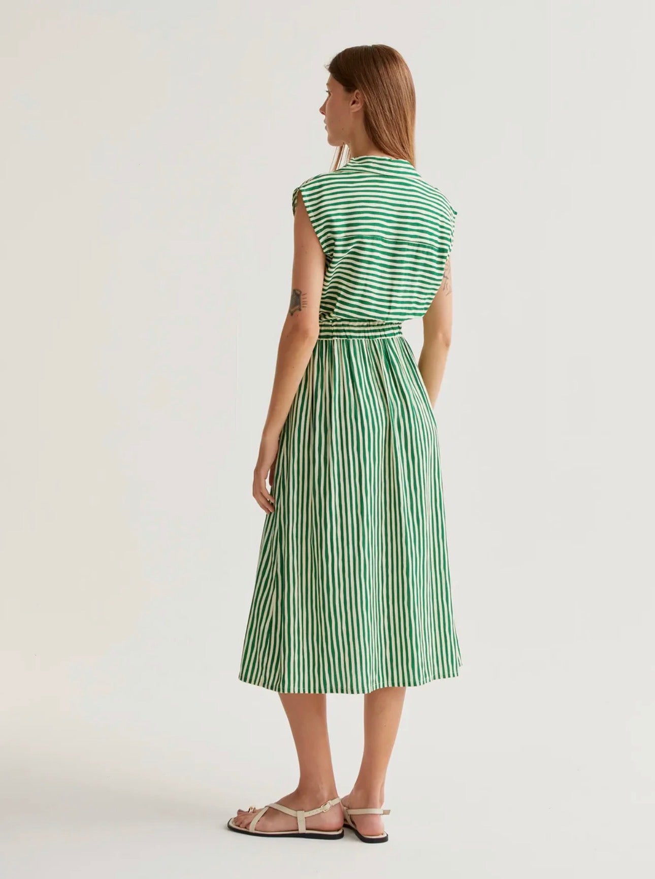 Green Stripe Midi Dress