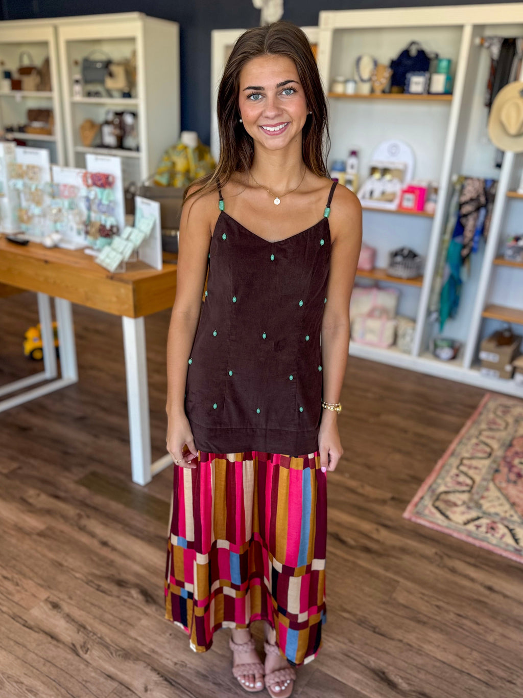 Henry Midi Dress in Autumn Stripe