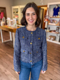 Navy Tweed Cropped Jacket