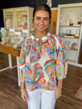 Painted Palms Peasant Blouse