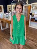 Green Ruffle Hem Dress