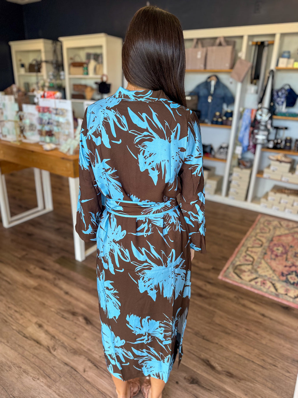 Iced Petals Stand Collar Midi Dress