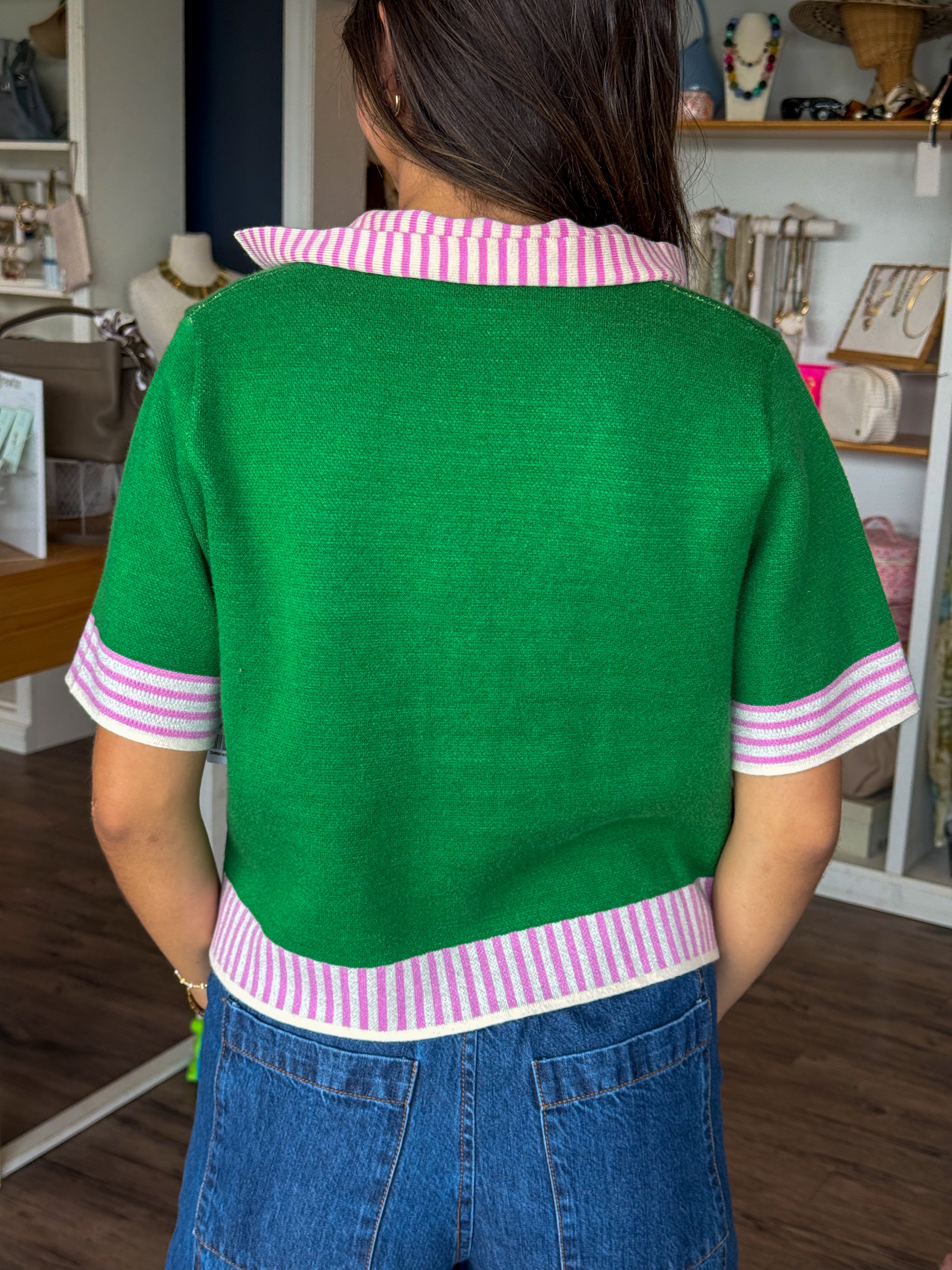 Green and Pink Leopard Sweater