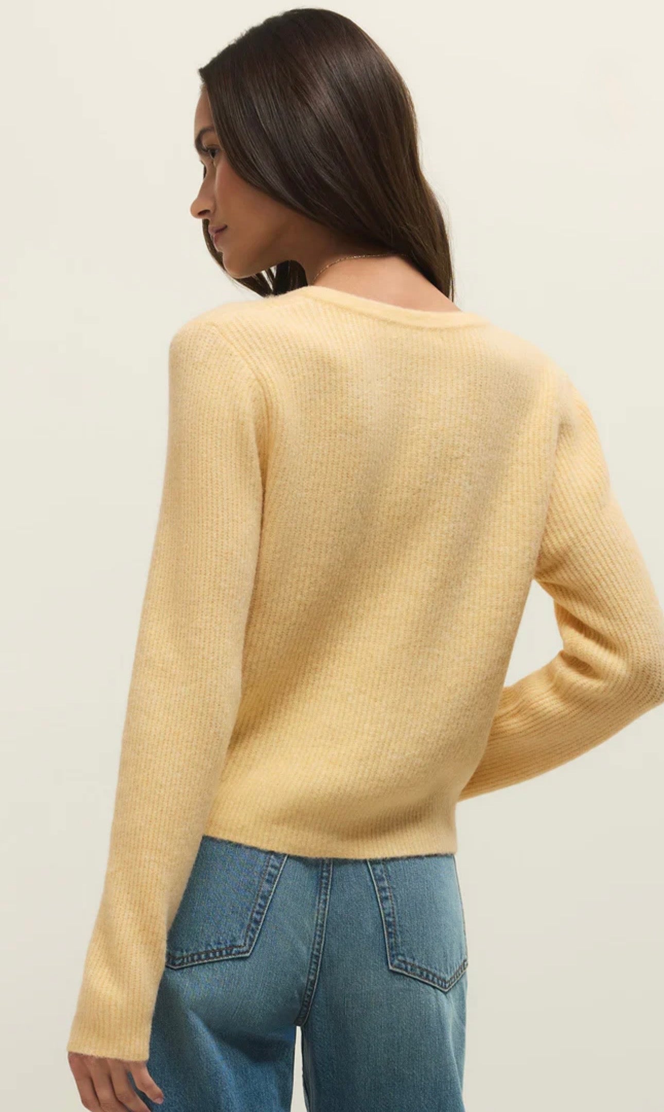 Medina Rib Cardigan in Custard