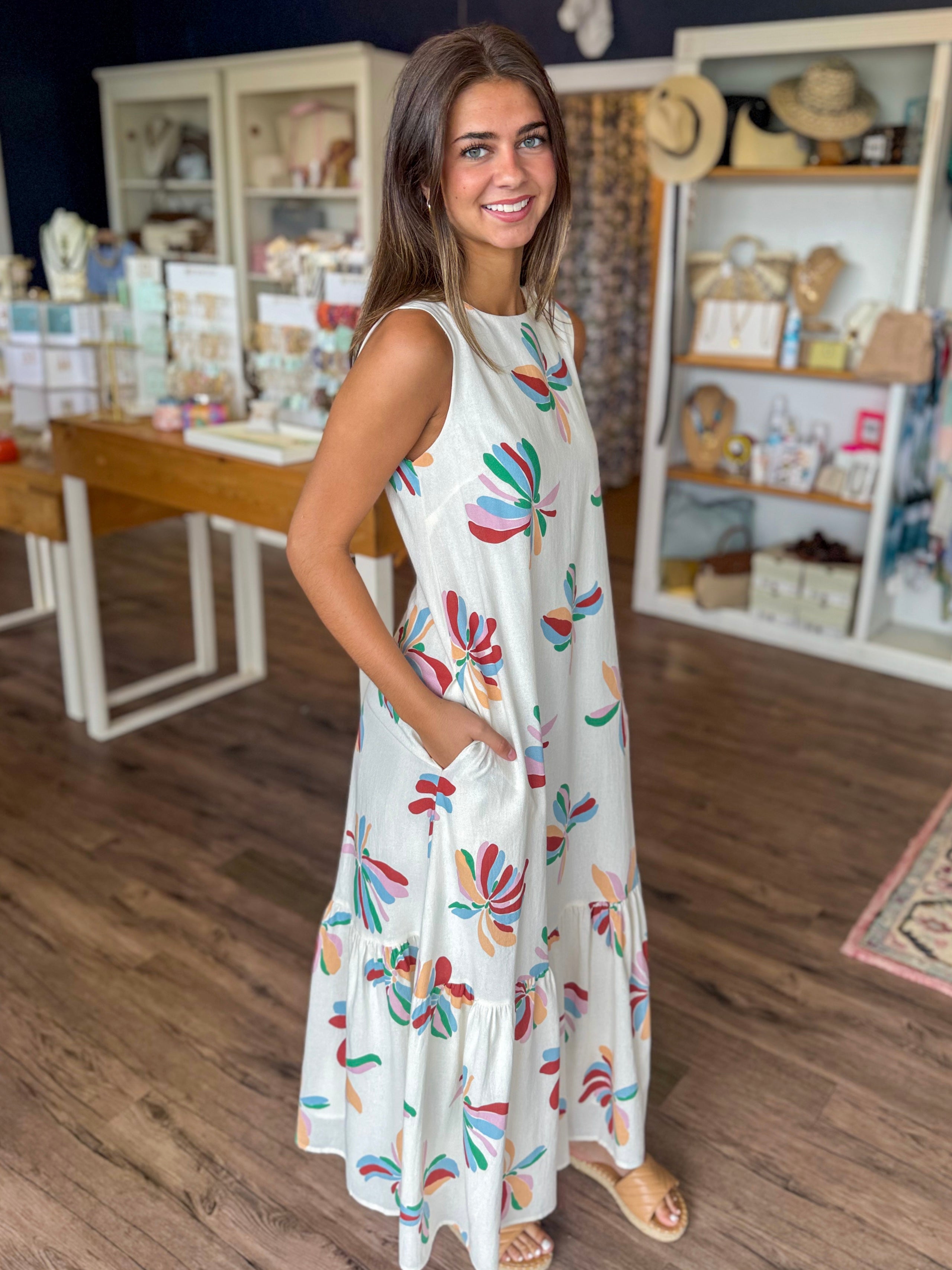 Floral Pinwheel Maxi Dress