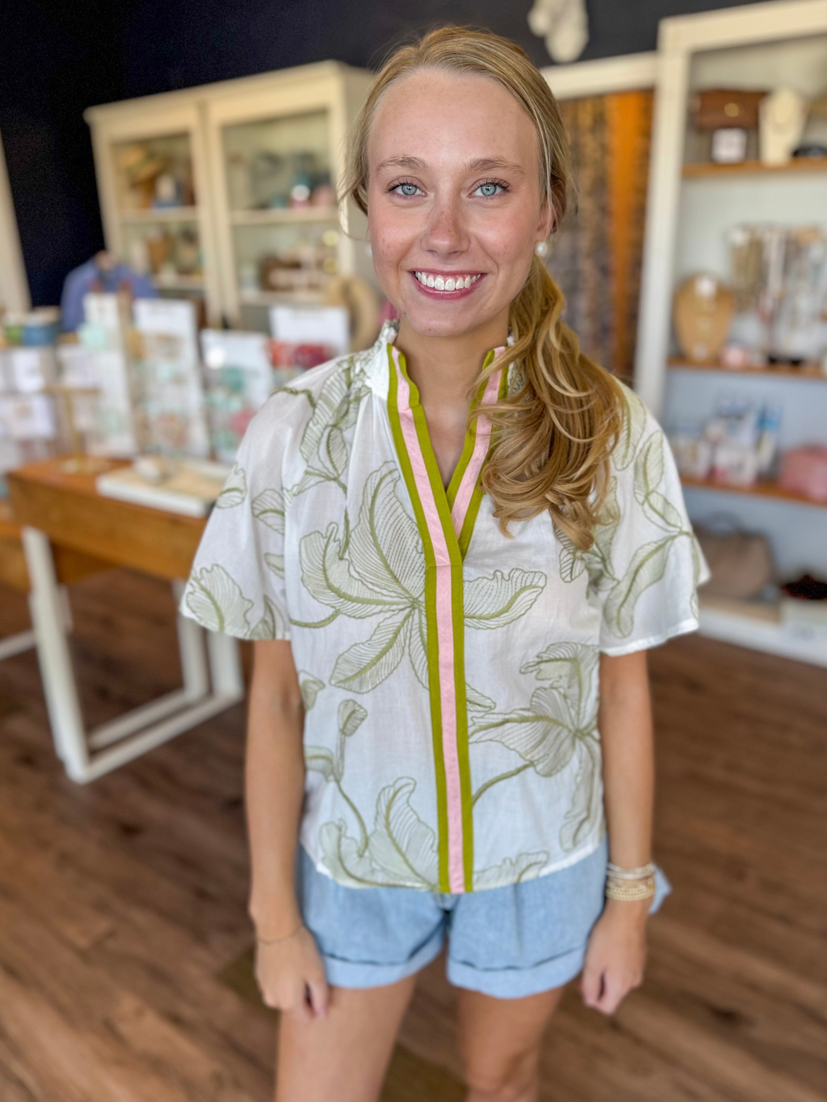 Soft Sage Floral Top