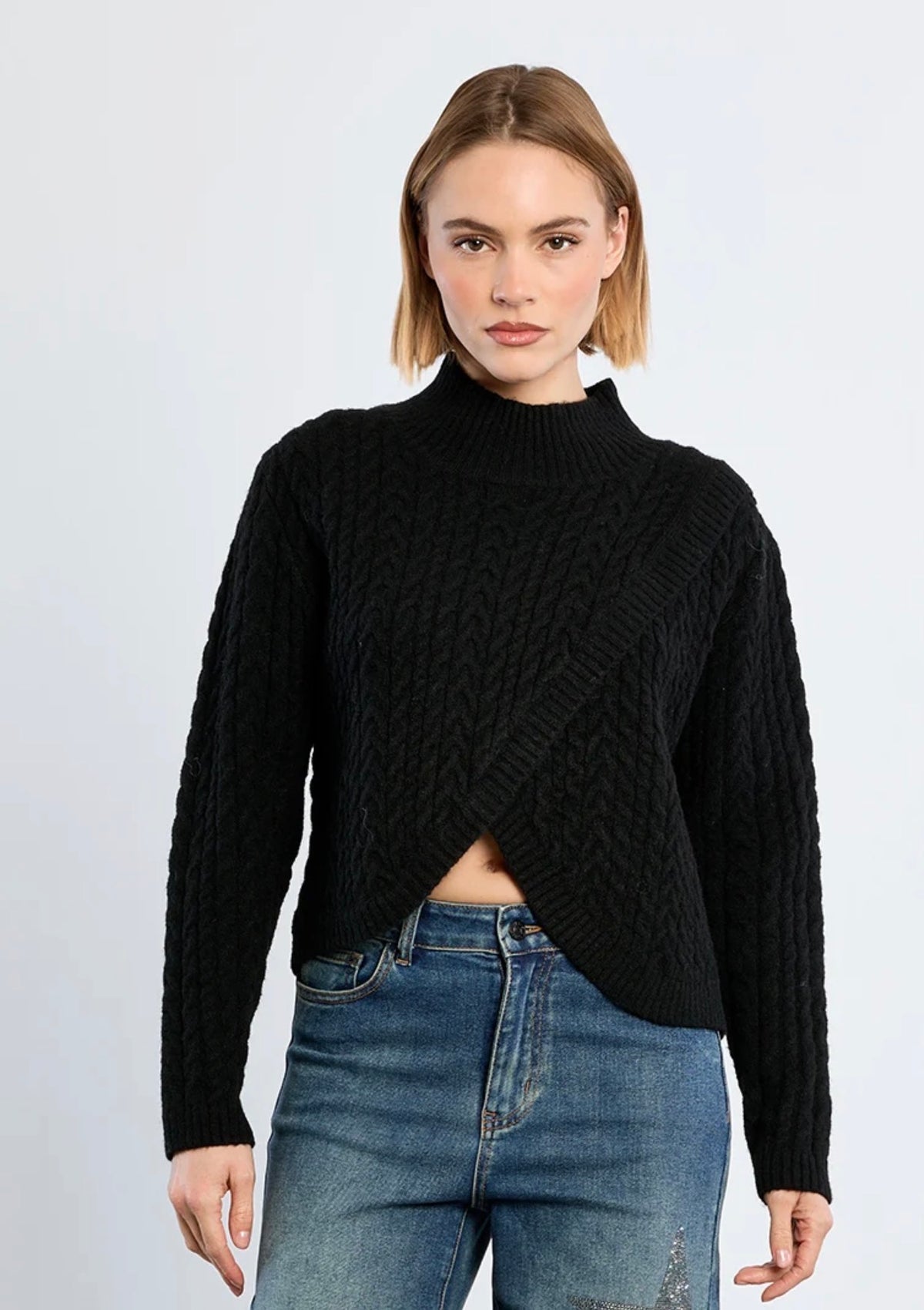 Black Crossover Sweater