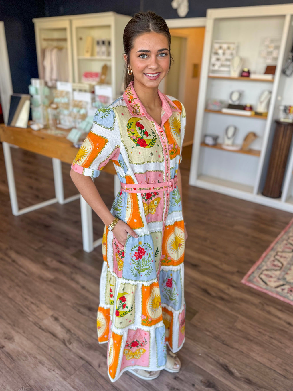 Floral Patchwork Midi Dress