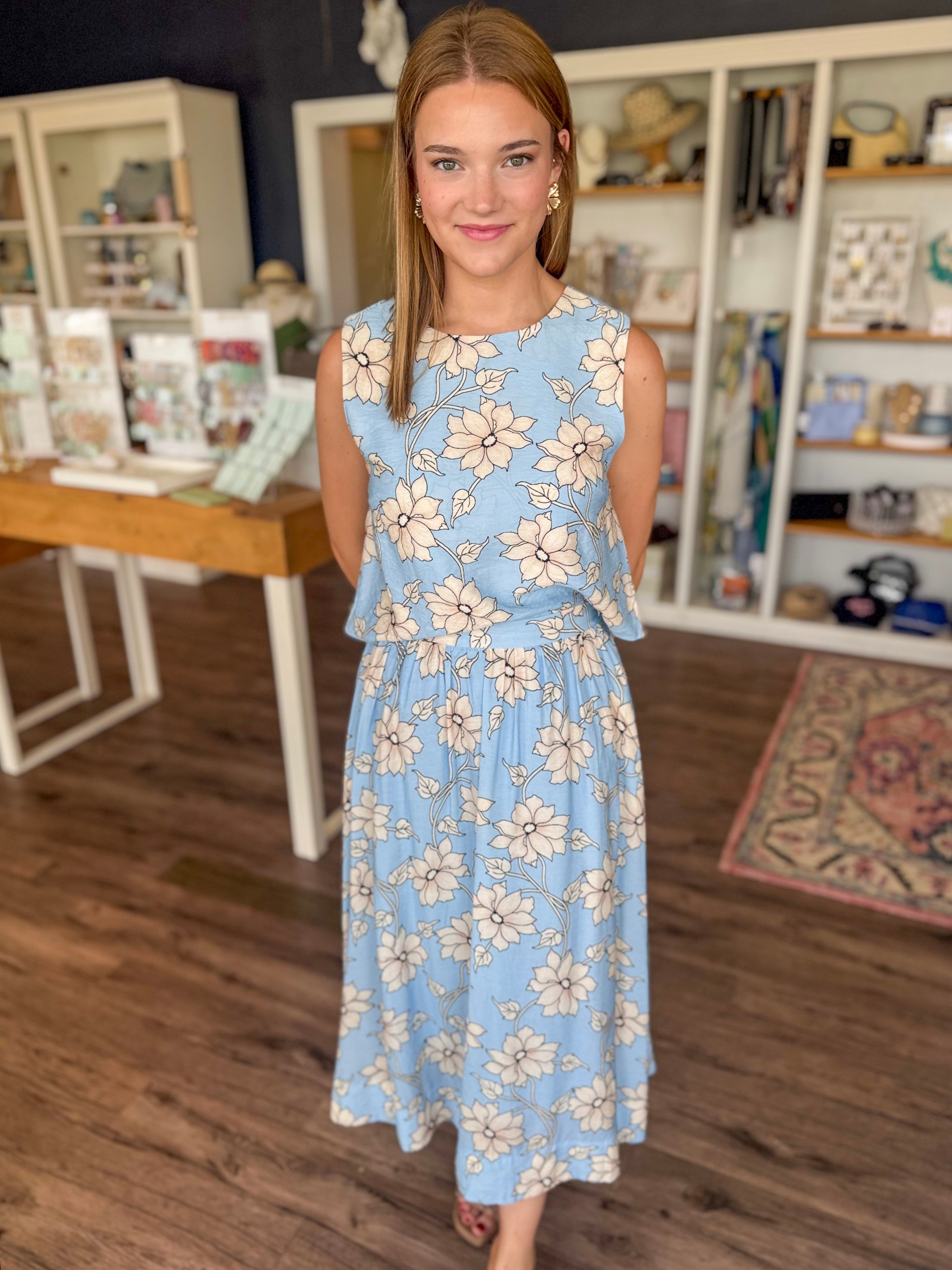 Blue Floral Skirt