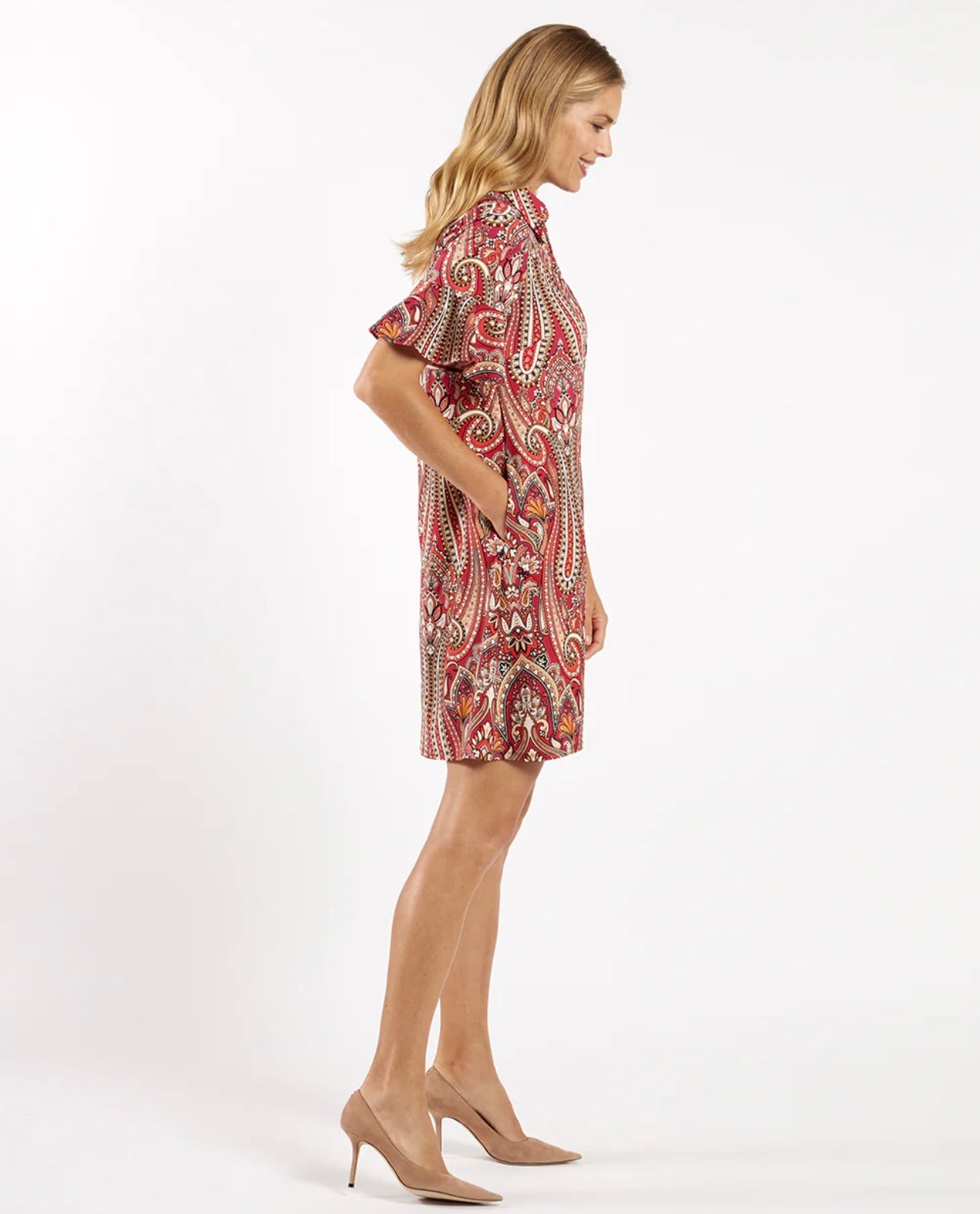 Regina Dress in Italian Paisley Claret