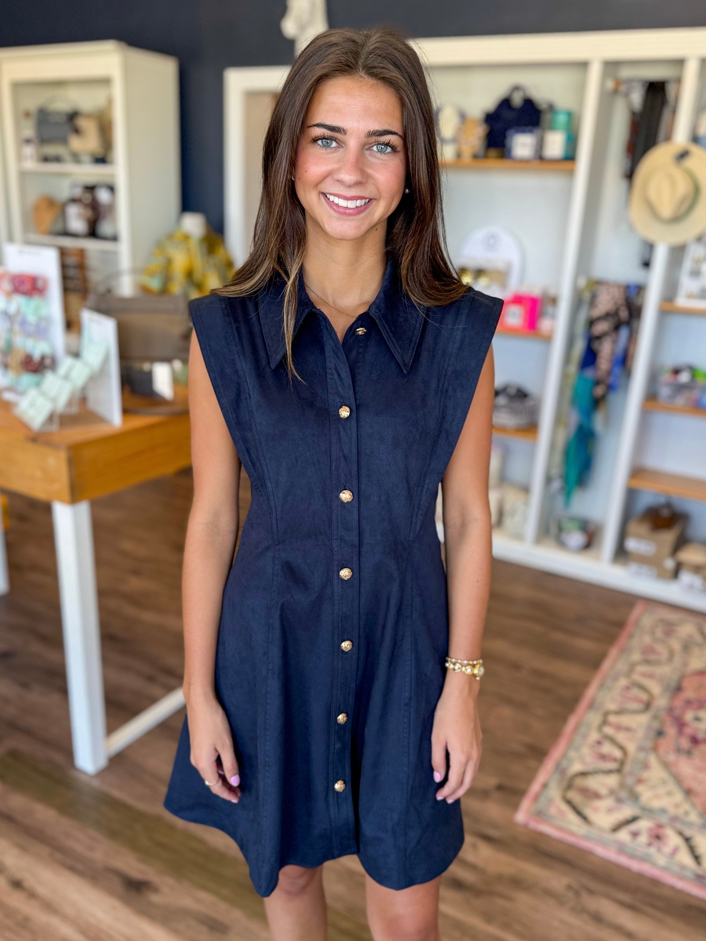 Albie Navy Suede Dress