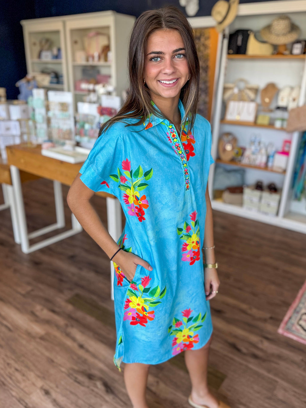 Anna Dress in Floral Sky
