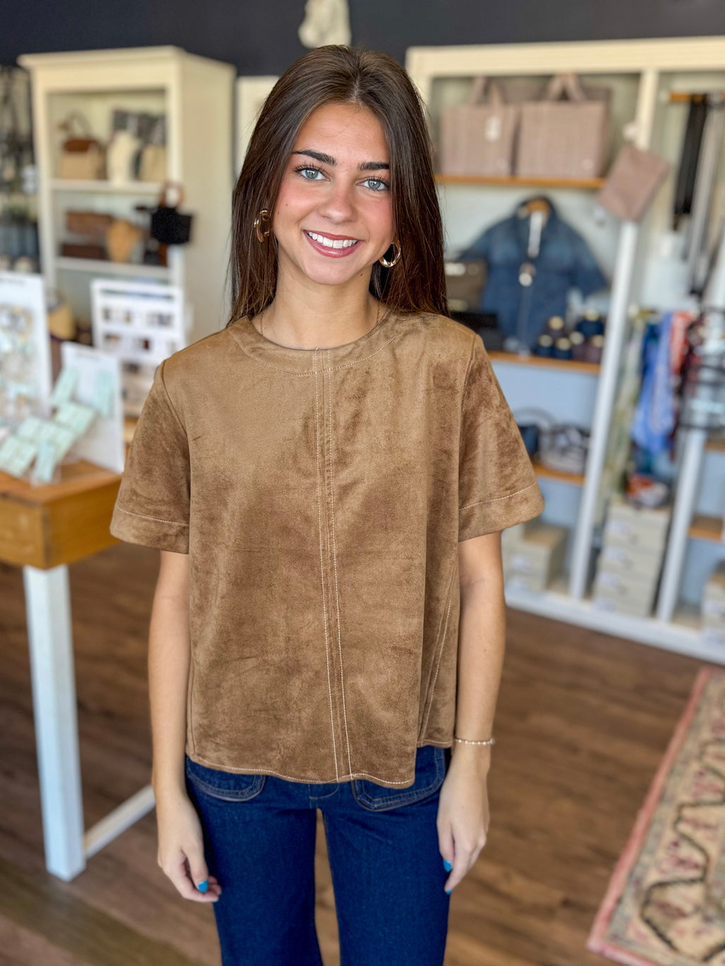 Juliette Suede Top in Camel