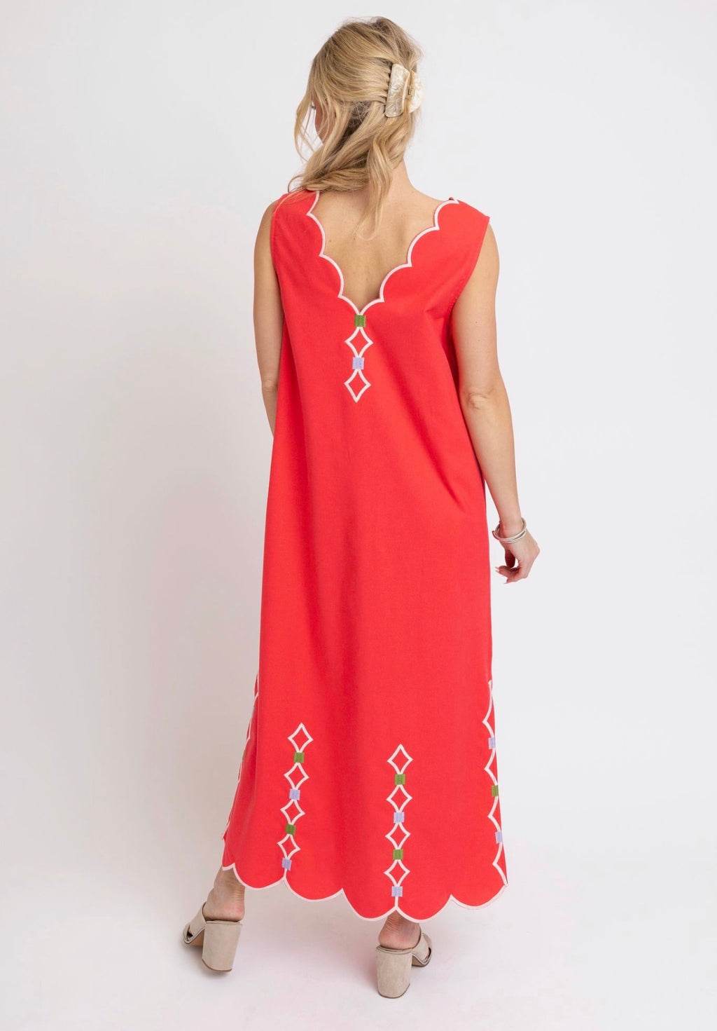 Coral Scallop Maxi Dress