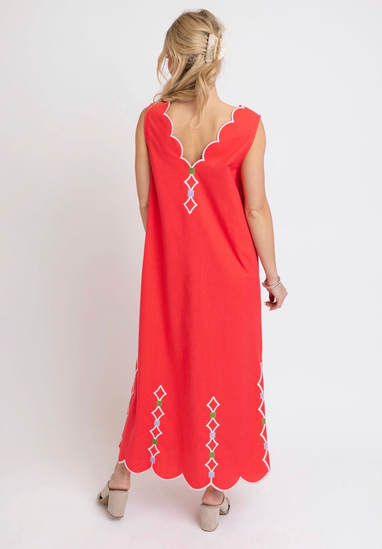 Coral Scallop Maxi Dress