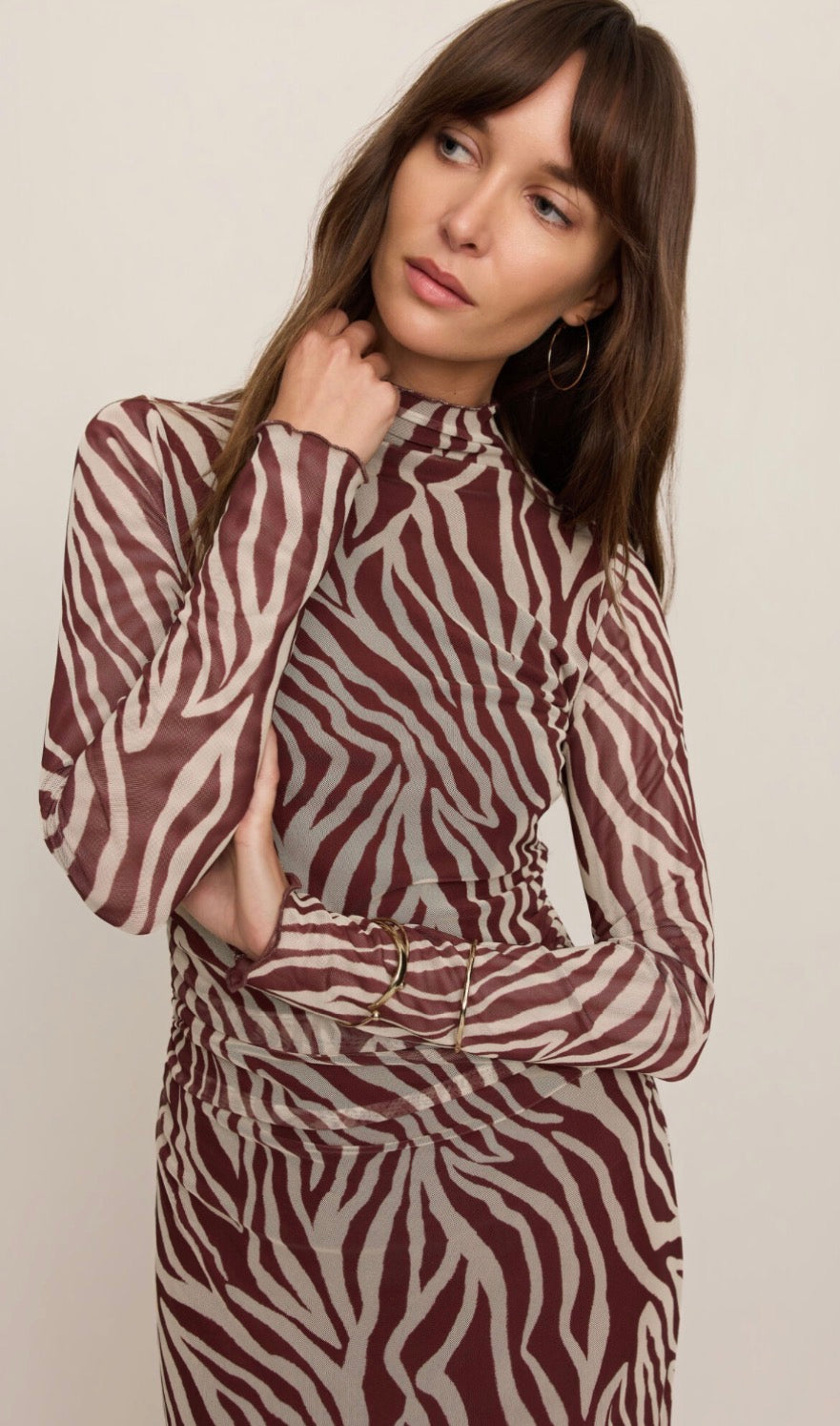 Sevilla Zebra Print Mesh Midi Dress