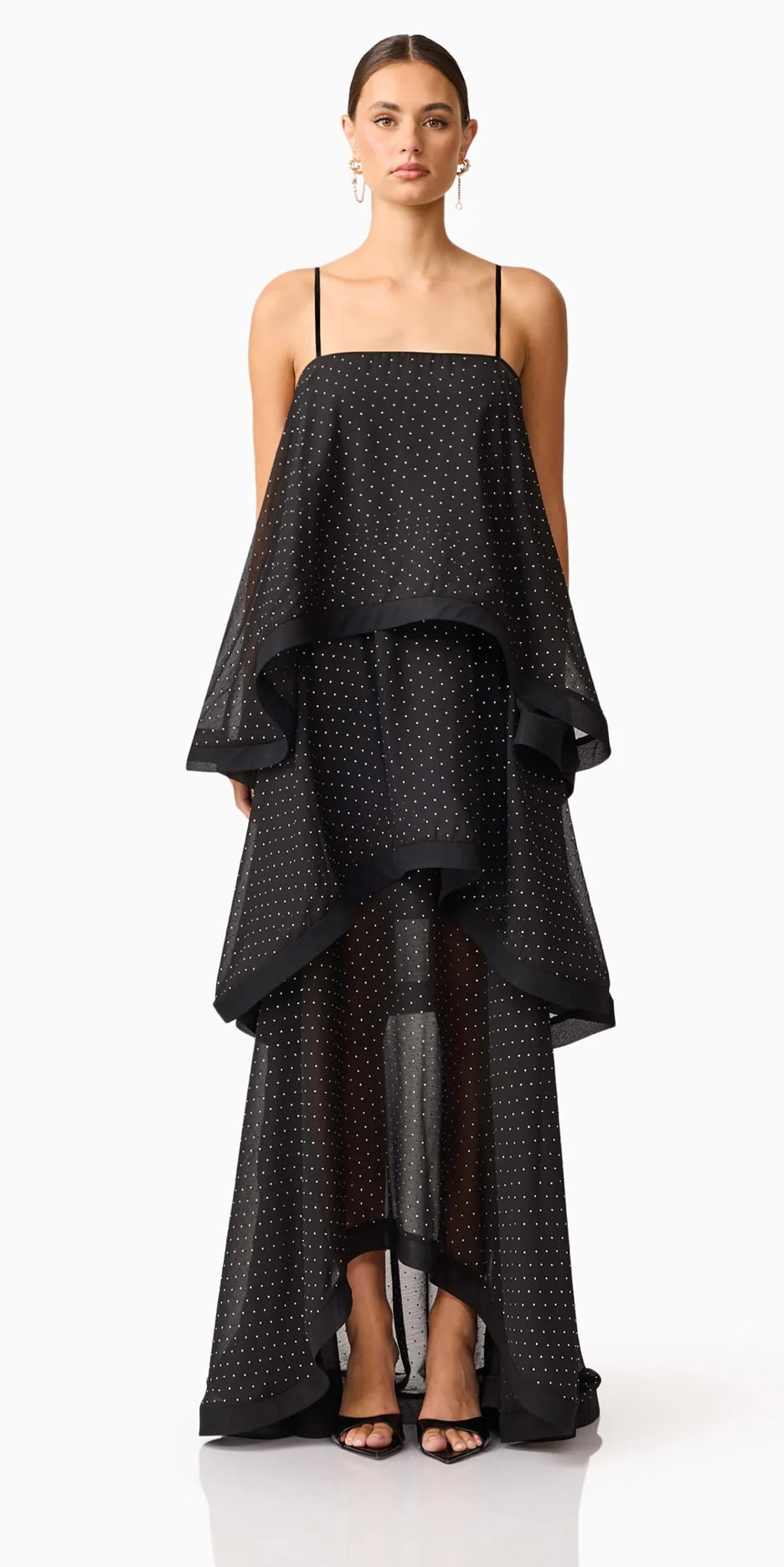 Moss Tiered Sparkle Gown