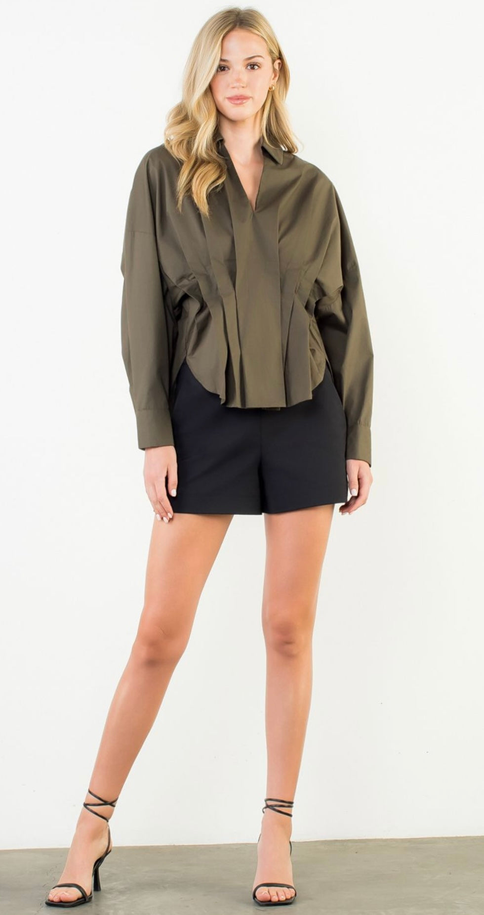 Olive Cinched Blouse