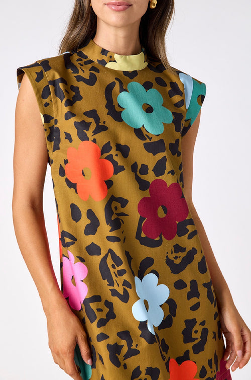 Beatrix Dress in Happy Leopard