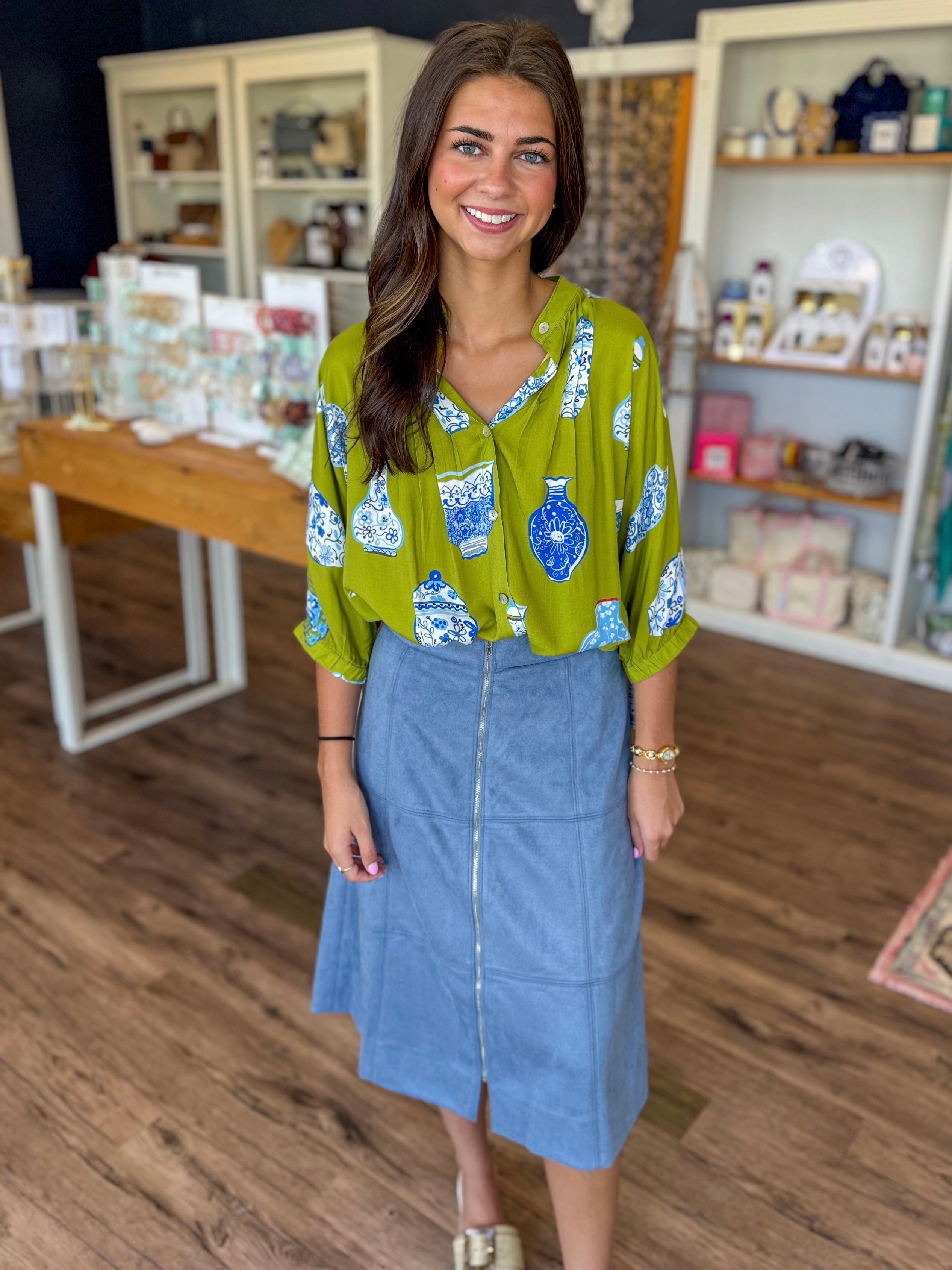 Blue Suede Skirt