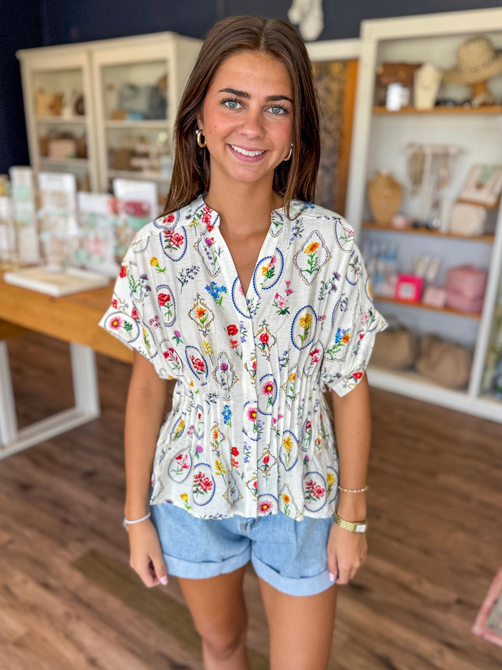 Floral Cinched Blouse