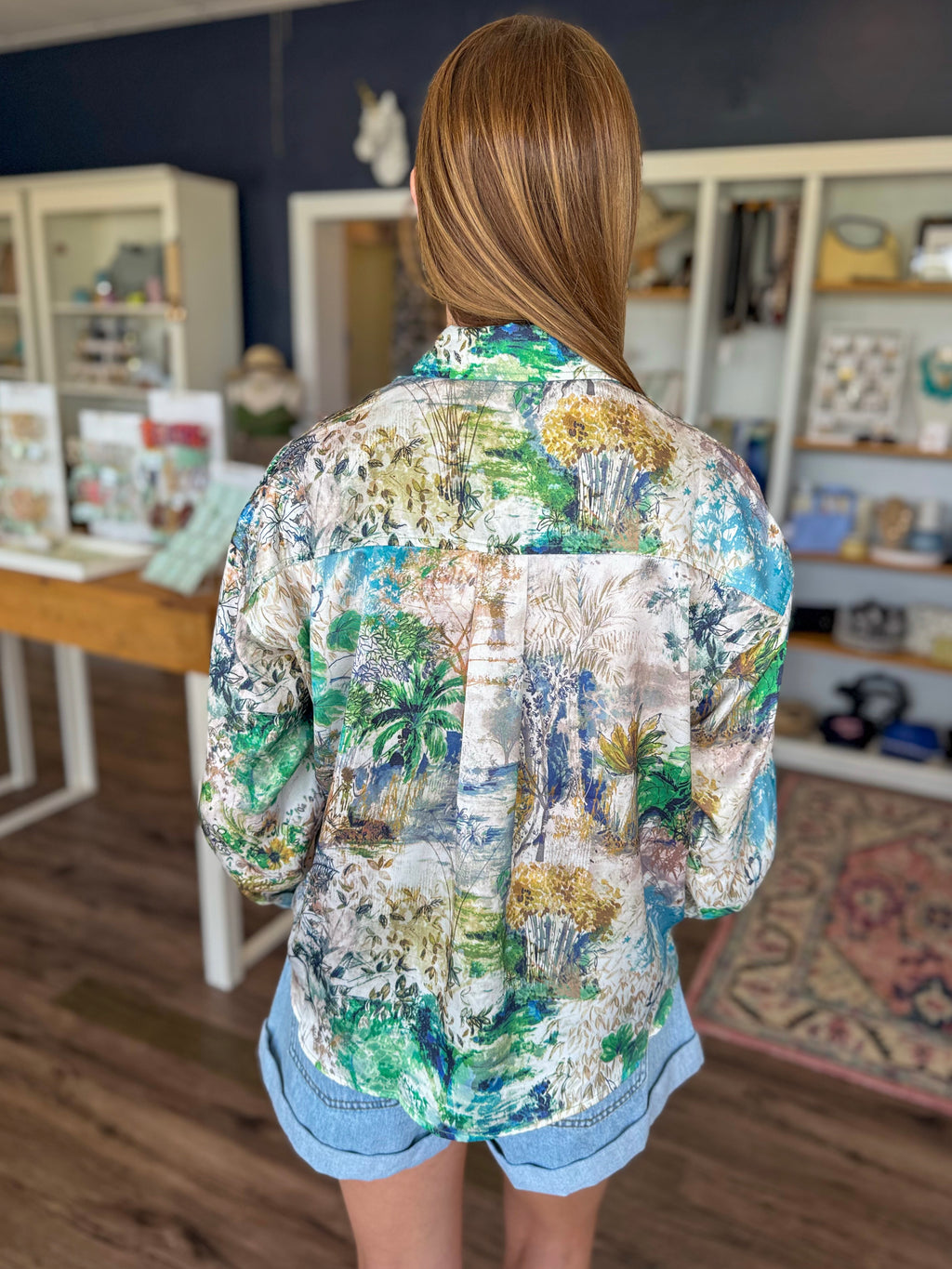 Forest Print Silky Blouse