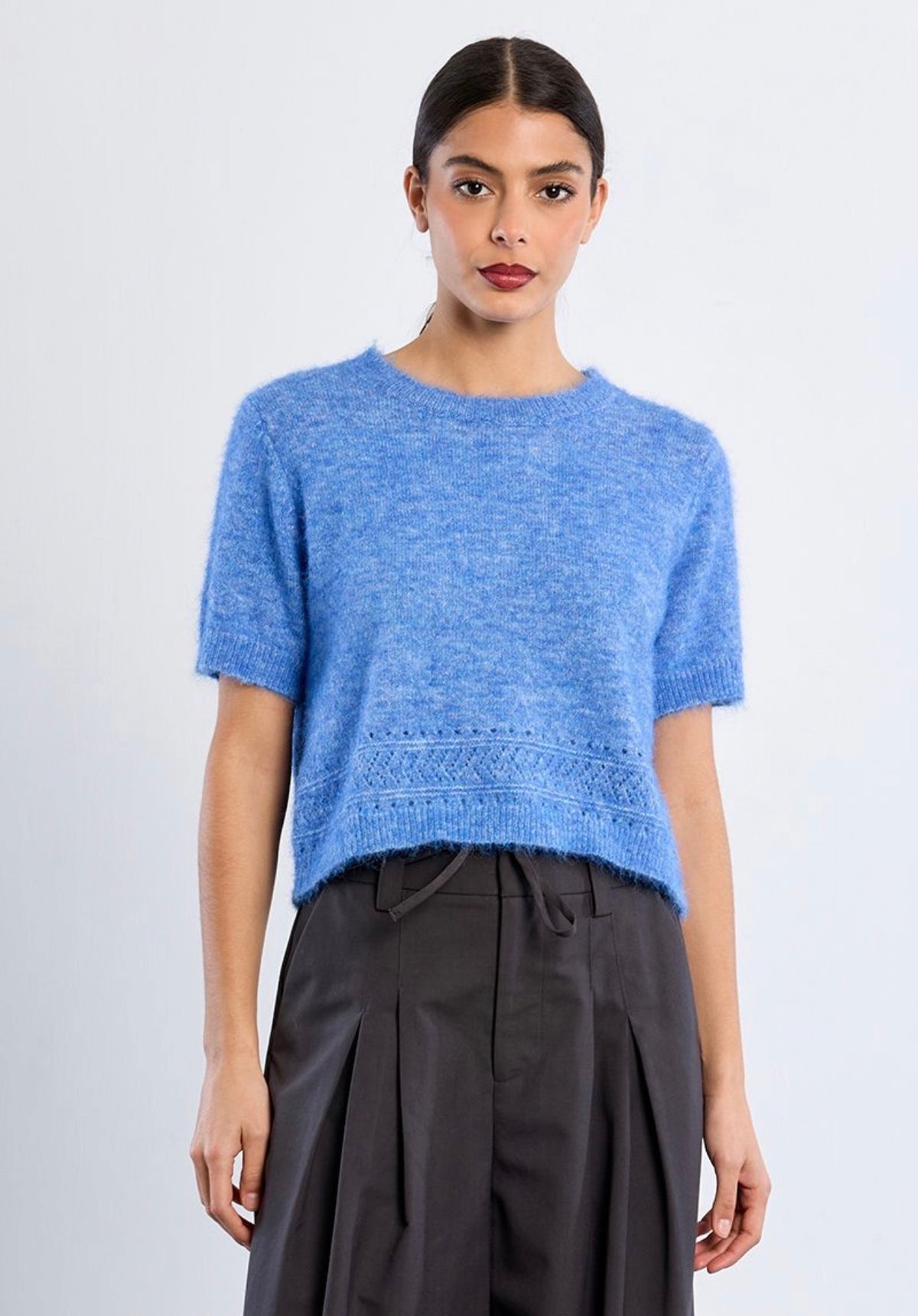 Blue Short Sleeve Sweater