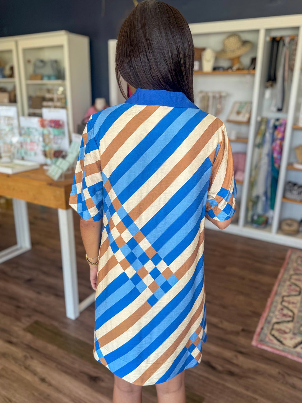 Crossweave Collar Swing Dress