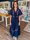 Navy Embroidered Skirt