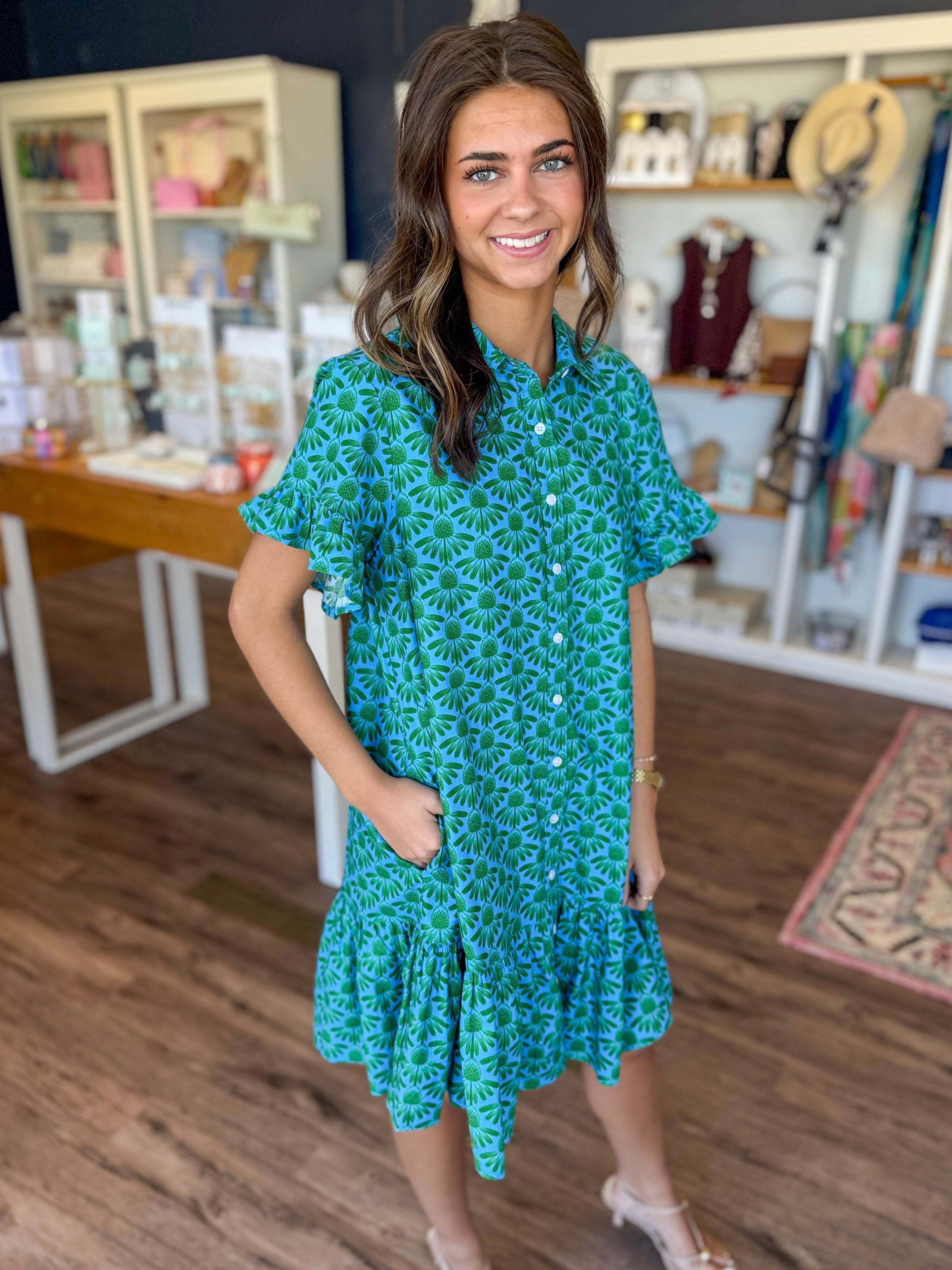 Coneflower Ruffle Dress