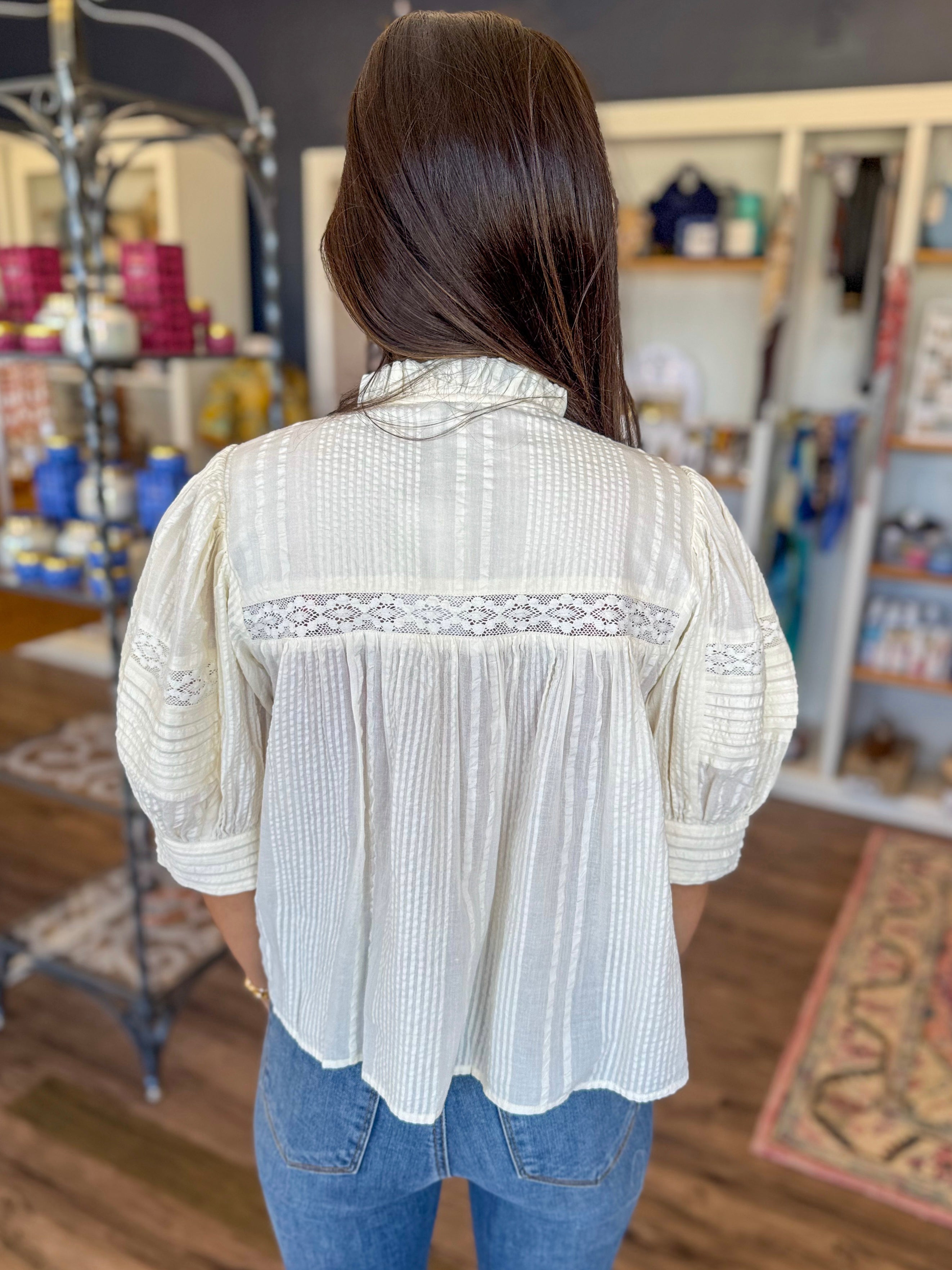 Cream Peasant Blouse