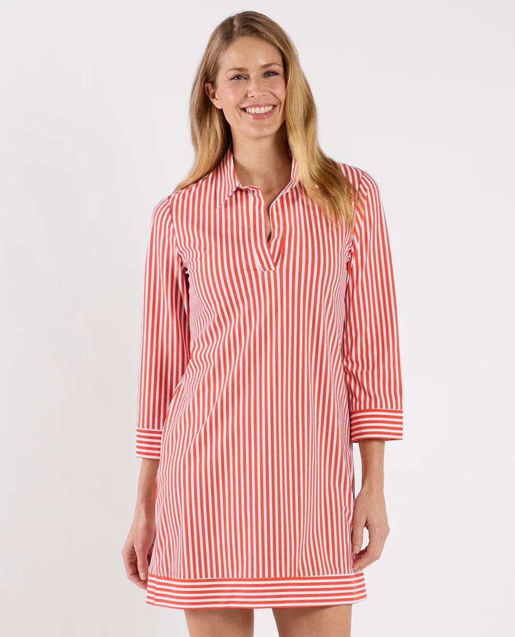 Finley Stripe Dress in Coral