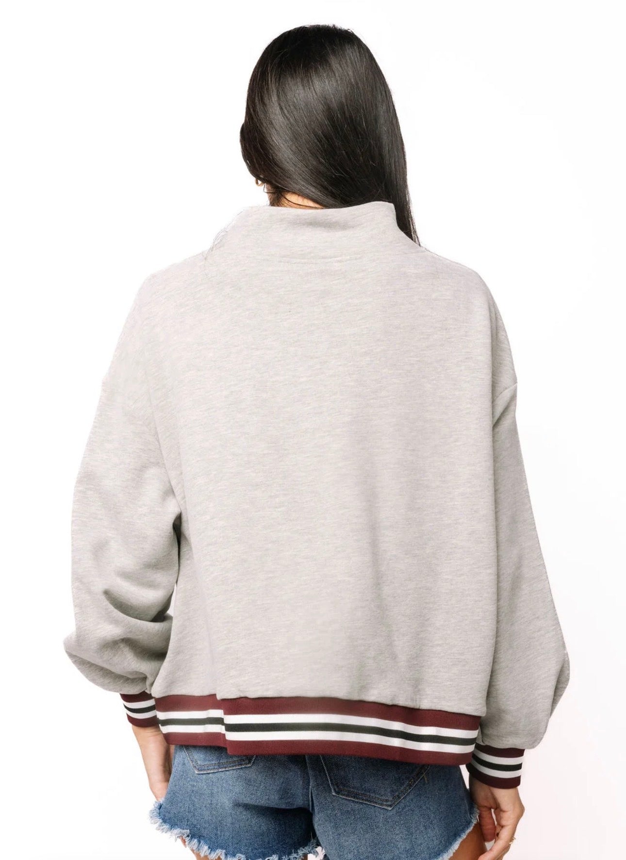 Carolina Gingham Logo Mock Neck Sweater