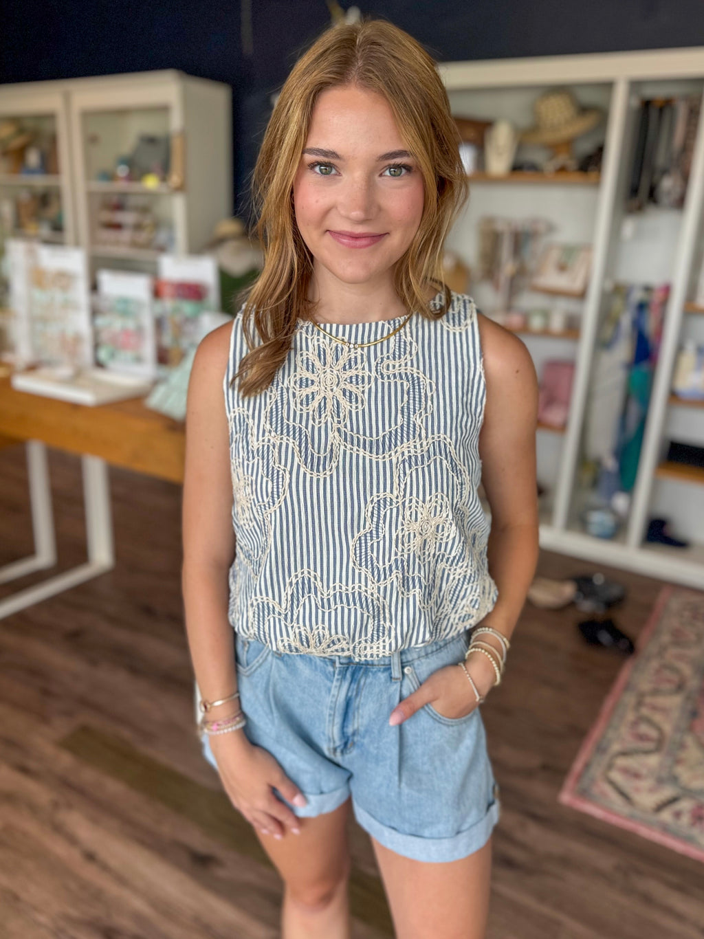 Stripe Floral Tank