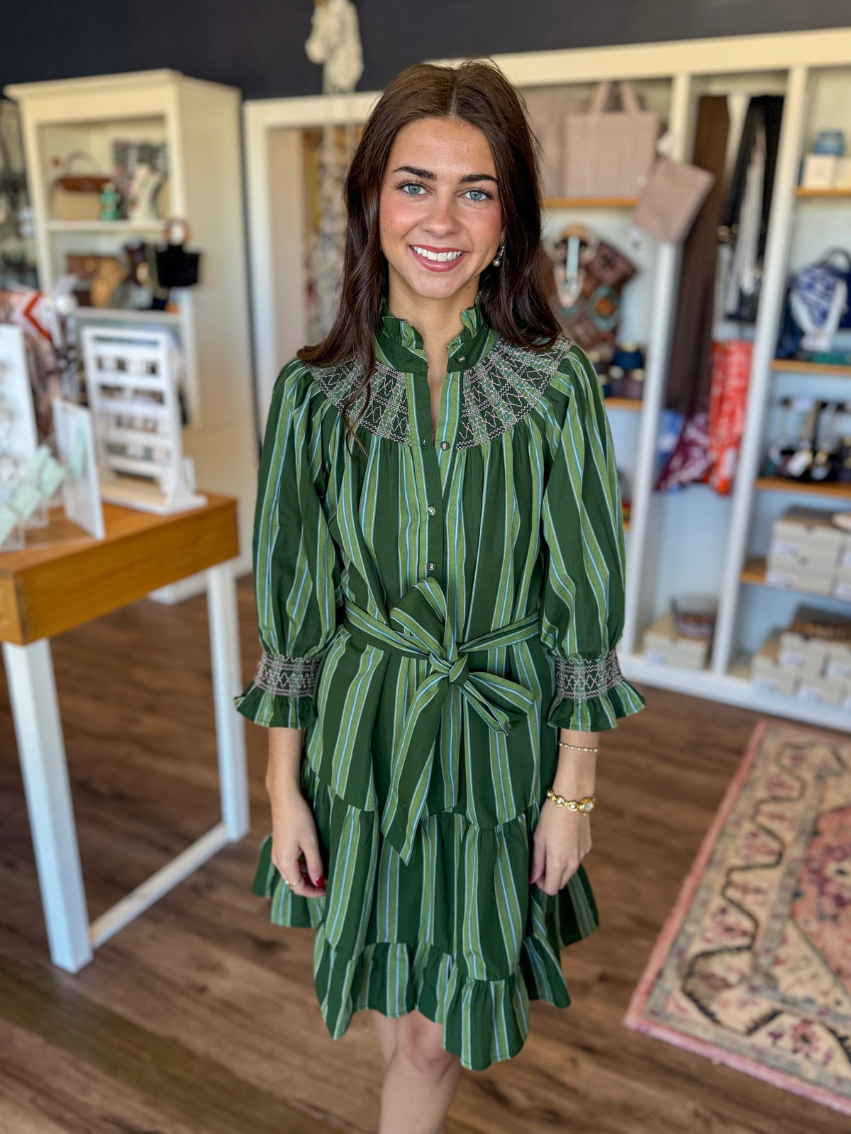 Striped Smocked Dress