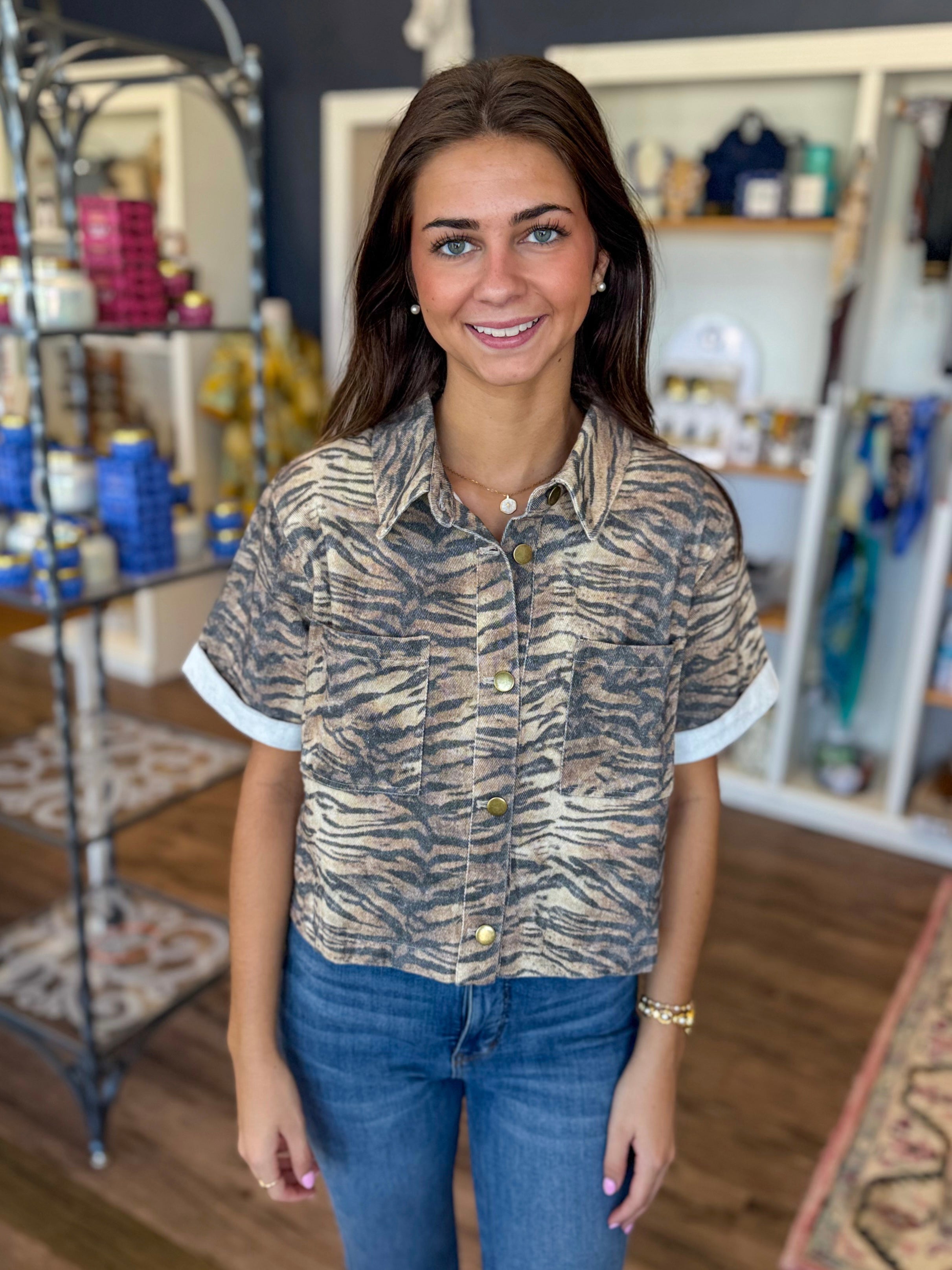 Tiger Print Boxy Top