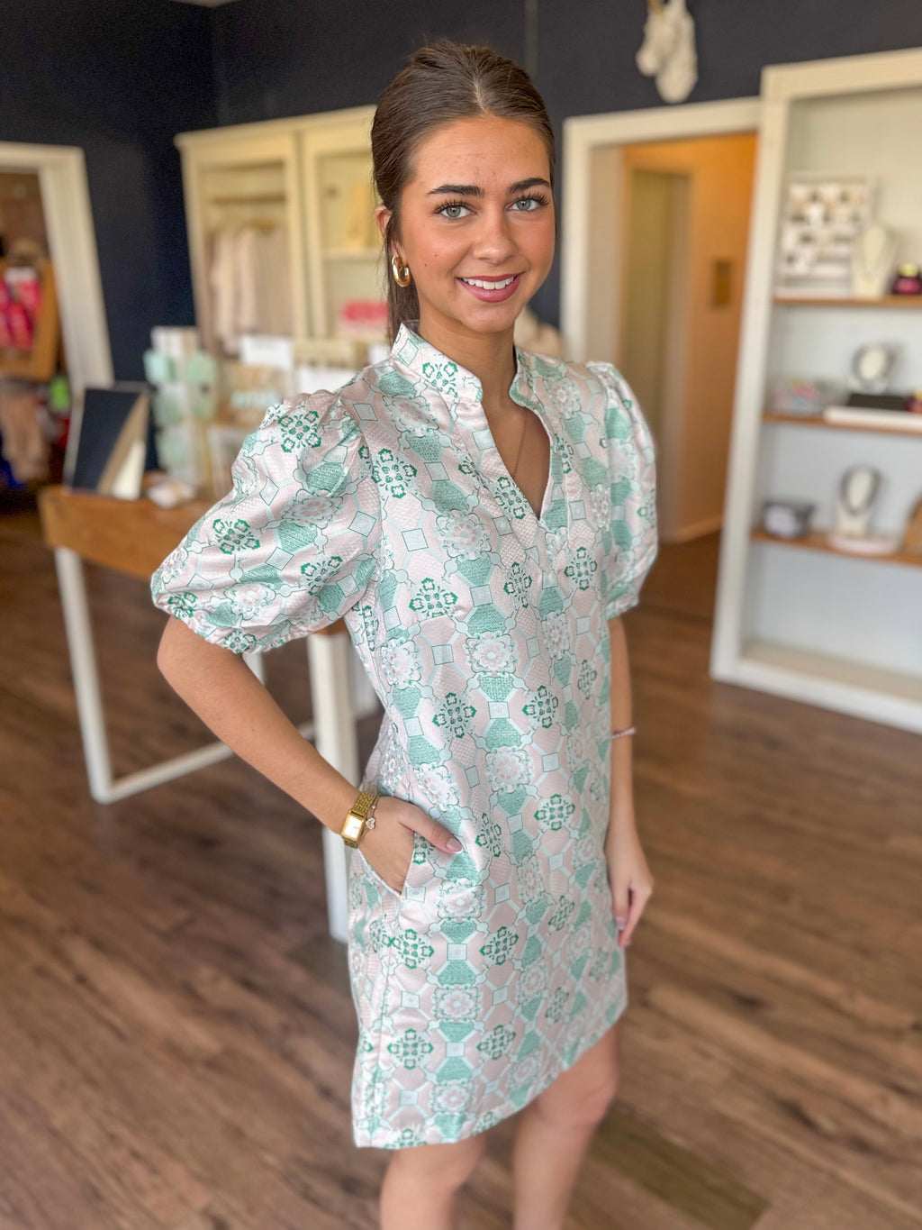 Antique Jacquard Mini Dress